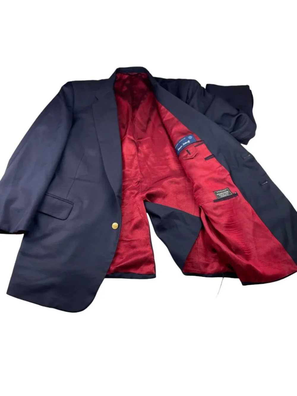 Holland & Sherry Men's Bespoke Custom Gold Buttons Blazer Navy Blue • 46R